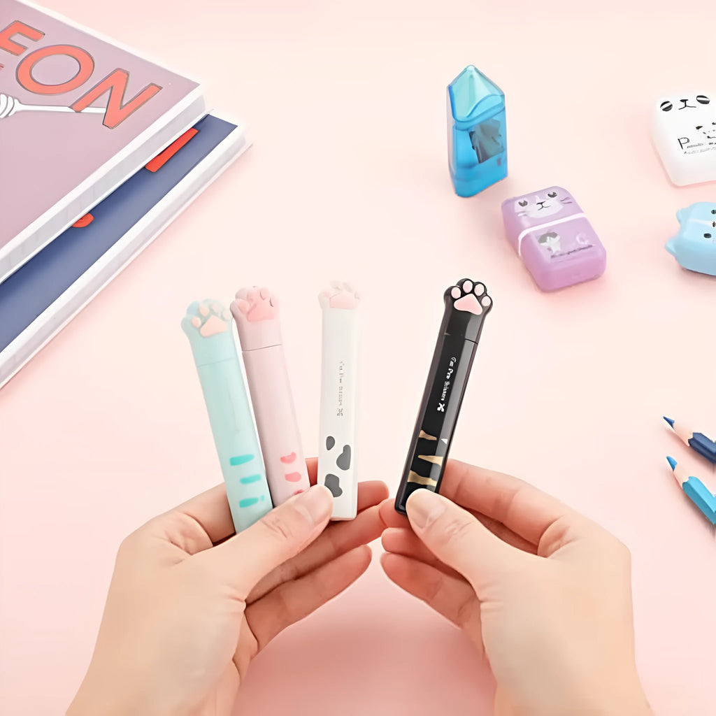 Cat paw mini folding scissors with stainless steel blades in four colour options