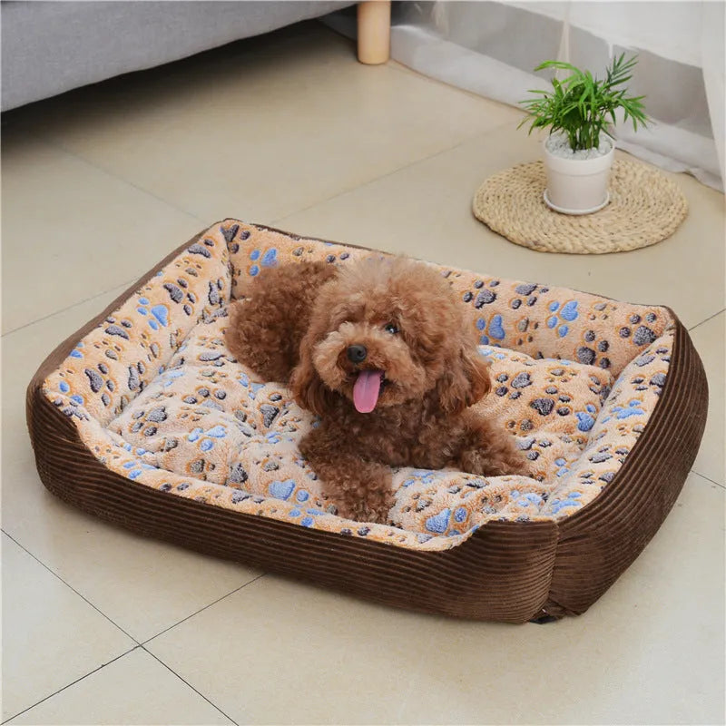 Plush dog bed with bolster sides in beige colour for small dogs