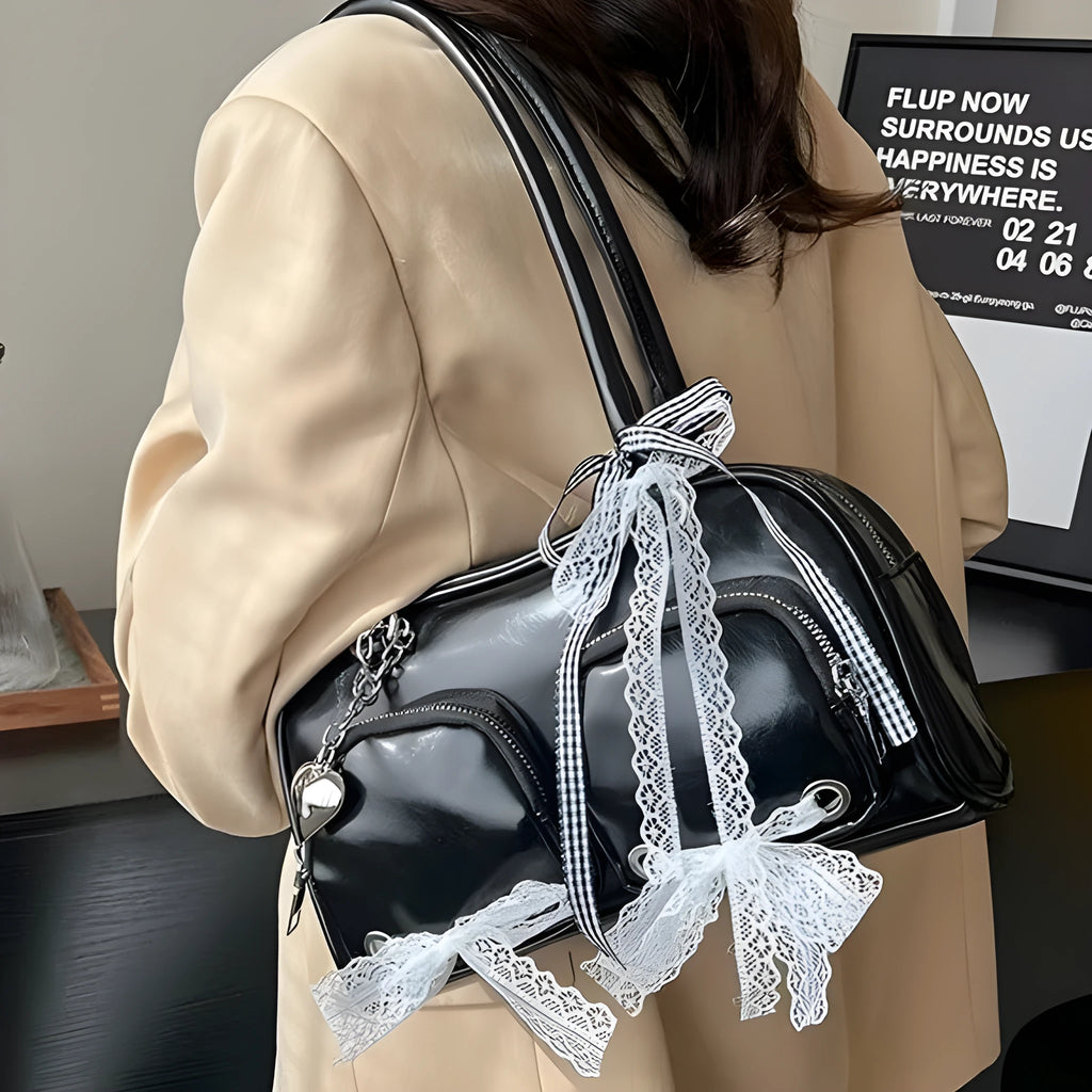 Beige PU cross-body shoulder bag with double straps and square shape showing internal phone compartment