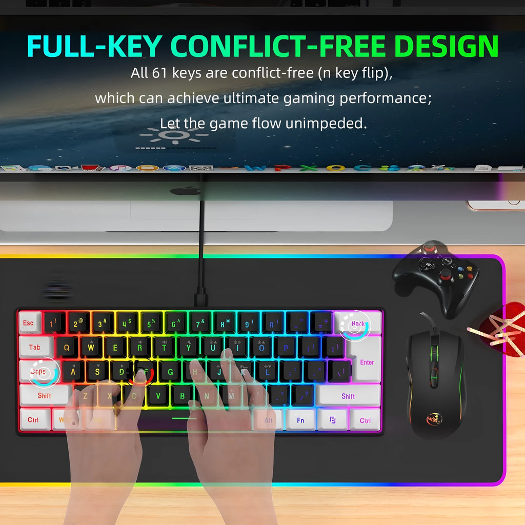 V700WB wireless gaming keyboard and mouse combo in white and black mixed colour with backlight
