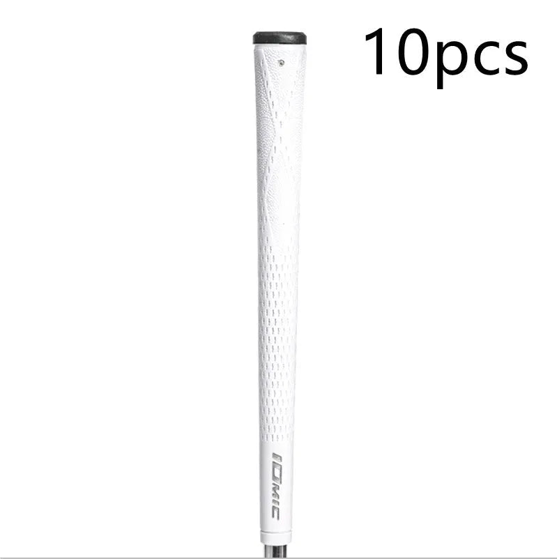 TPE golf club grip showing colour options including pink, red, blue, white, and black variations