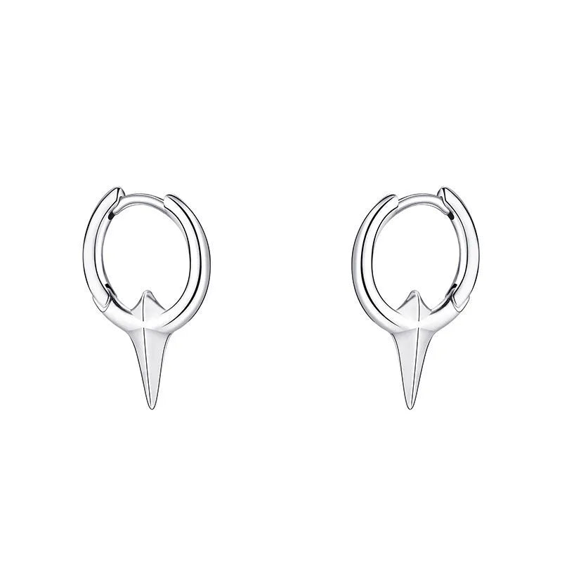 Geometric star-shaped ear clips with electroplated platinum finish on copper construction