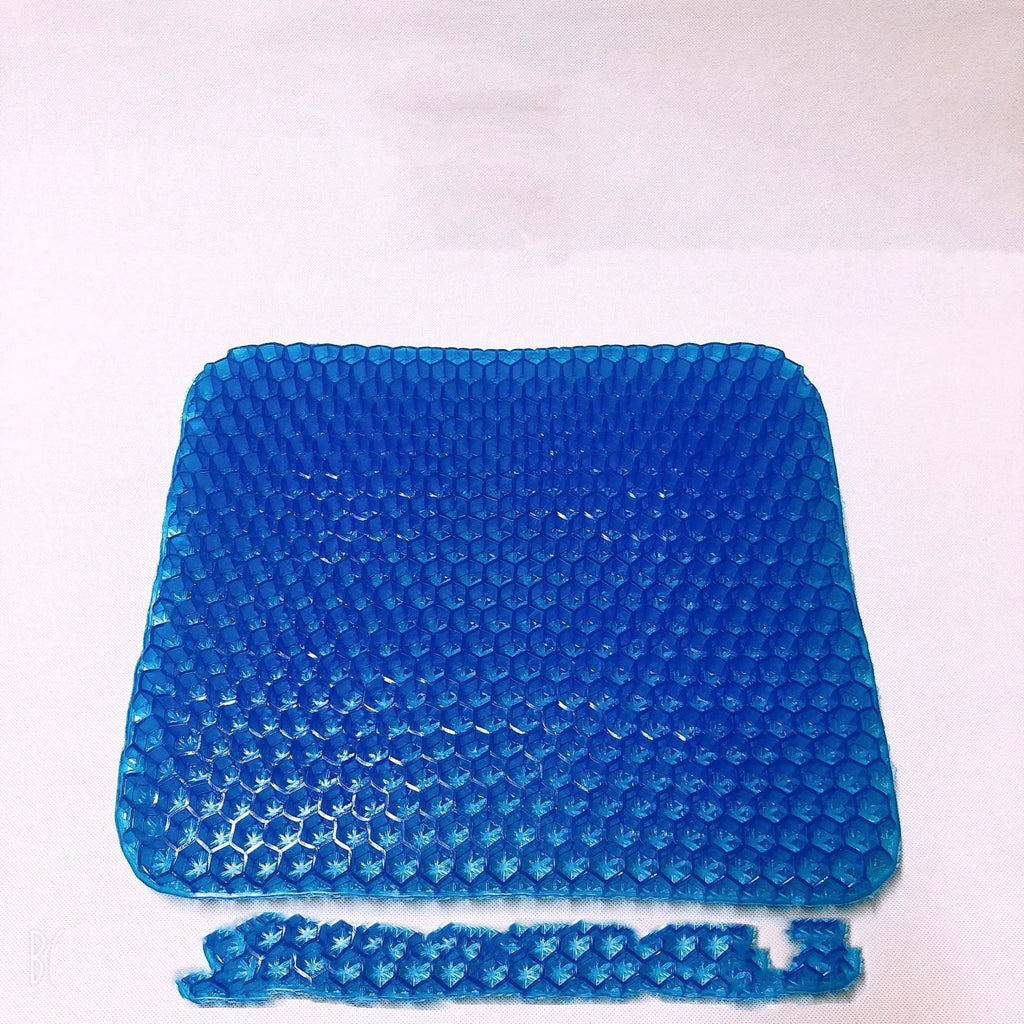 Breathable honeycomb gel seat cushion with removable cover for pressure relief and cooling.