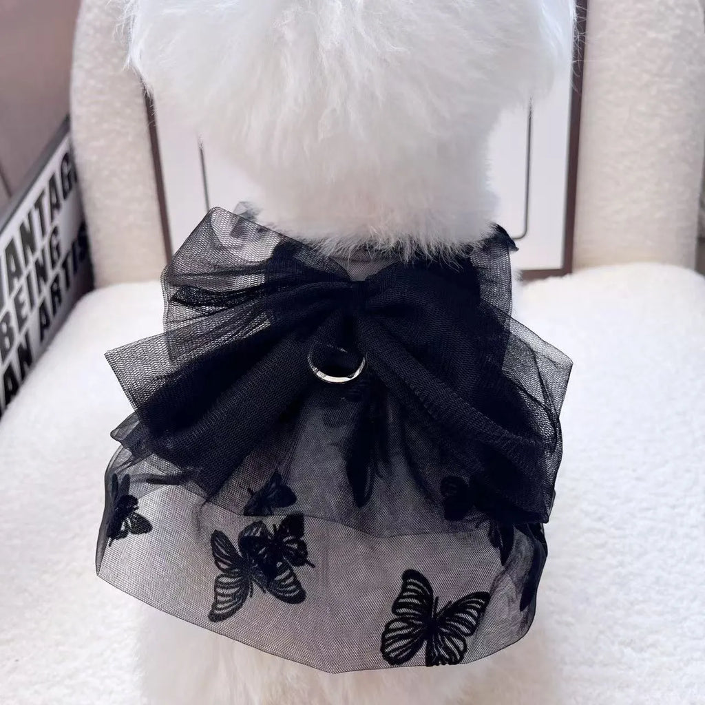 Black gauze princess tulle skirt for small dog or cat on mannequin
