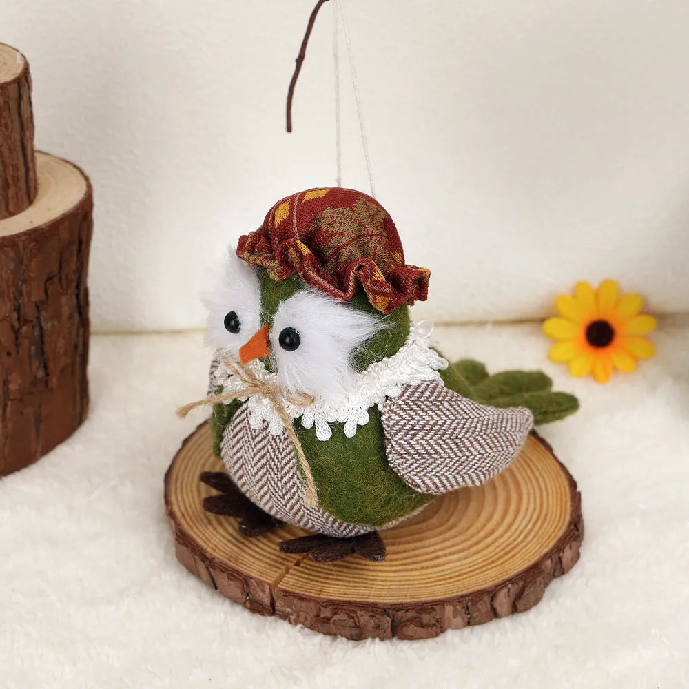 Thanksgiving owl decoration hanging pendant in green and orange colours.