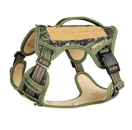 Tactical dog chest strap made from Oxford cloth in olive green colour for working canines