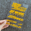 Reflective motorcycle bumper sticker measuring 16cm by 11cm in various colour options