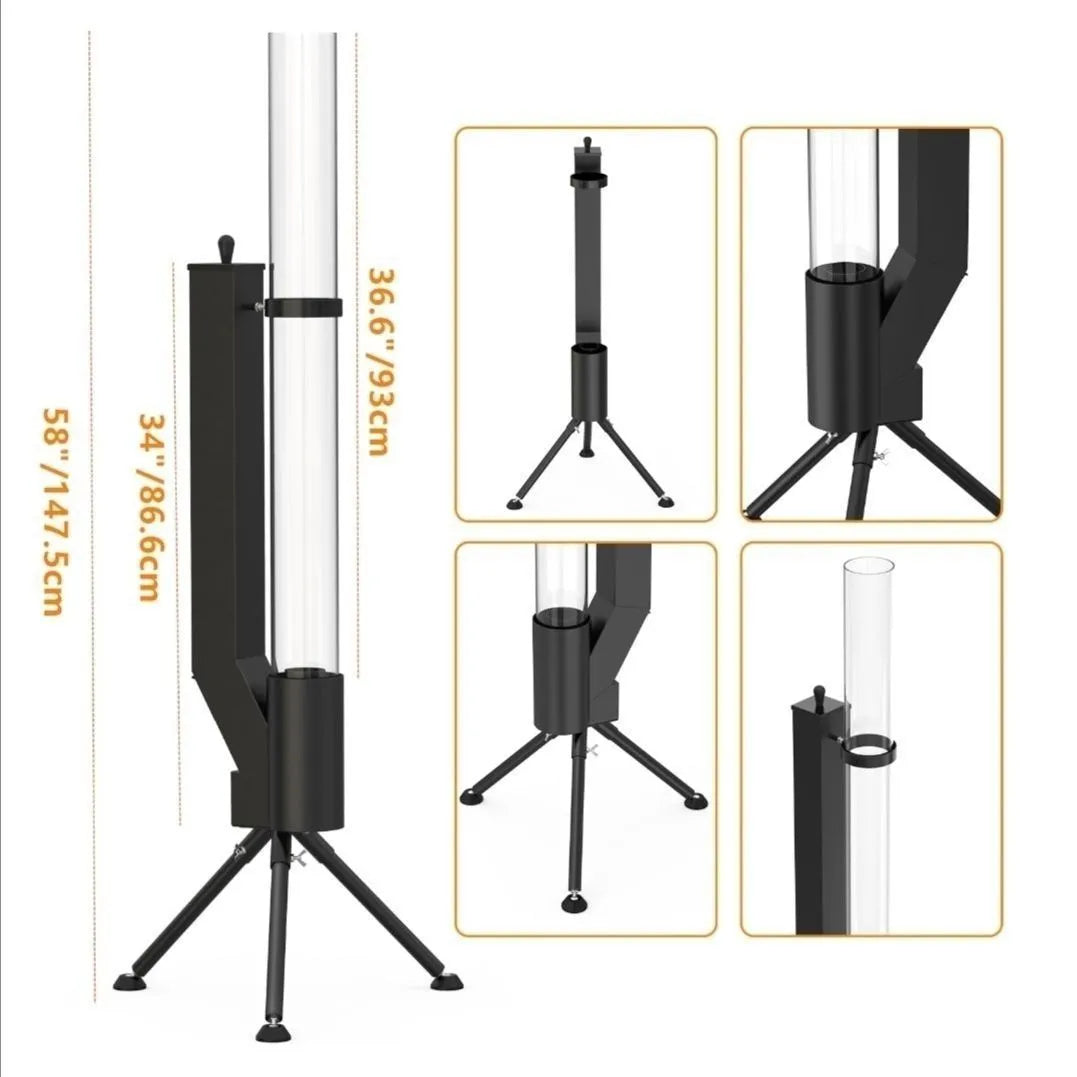 Iron wood burning rocket furnace courtyard heating stove with decorative fire pit design