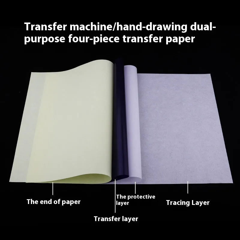 A4 tattoo transfer paper pack with transfer paste gel for quadruple copy hand drawing and machine conversion tattooing