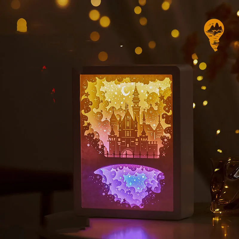 Modern USB bedside night light with three-dimensional paper carving design and remote control