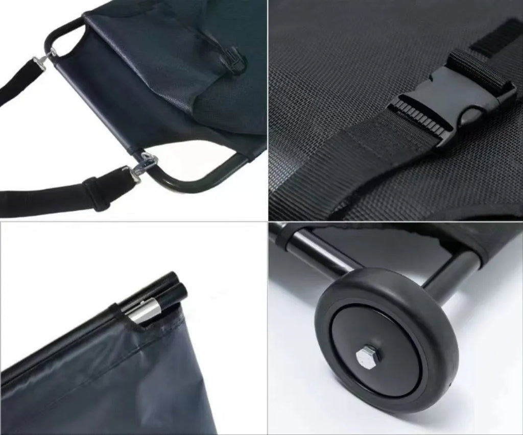 Large black aluminium alloy pet stretcher for emergency dog transport