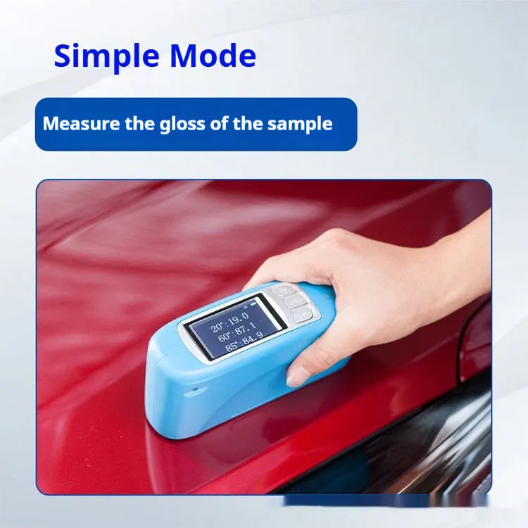 Ceramic brightness stone portable glossiness tester showing measurement angles and aperture specifications