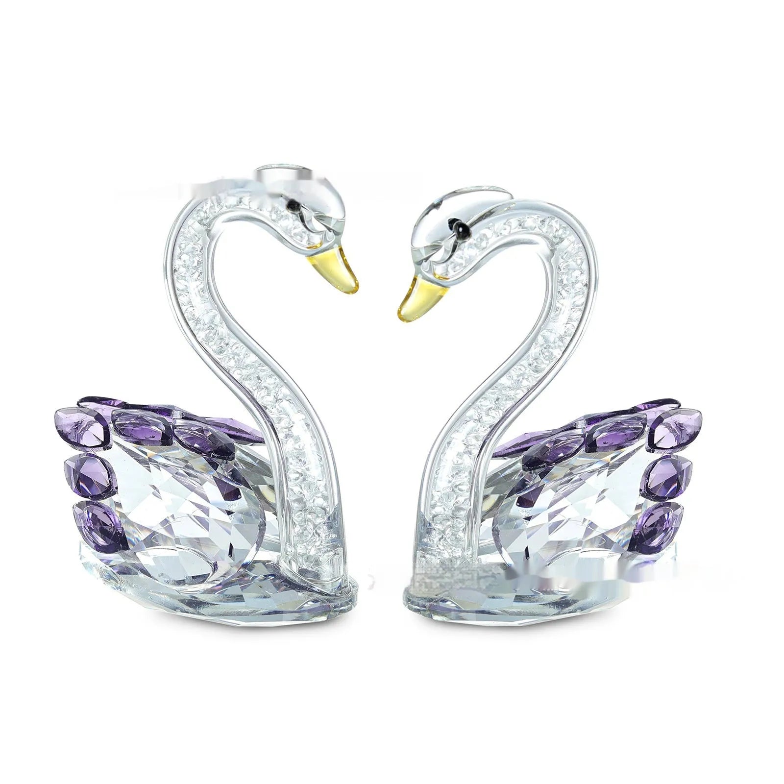 White crystal swan ornament in modern style with solid head or empty pipe construction options