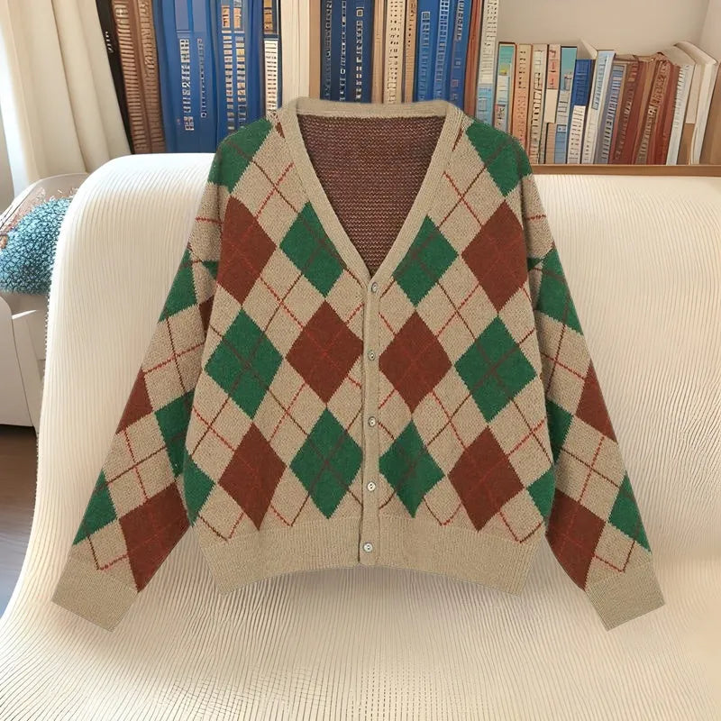 Acrylic knitted casual cardigan in macaron colours with Japanese Korean fashion styling
