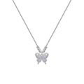 Women's silver butterfly necklace with square line pendant on cross chain