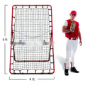 Red 4x6ft adjustable baseball training net with metal frame and carry bag