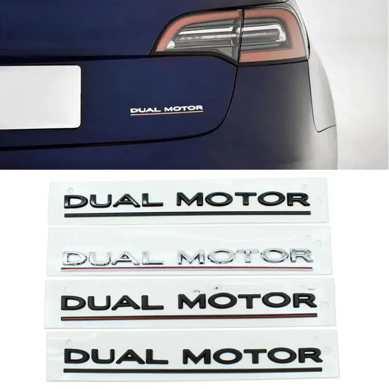 Tesla Model 3 performance bumper sticker in black or silver on white background