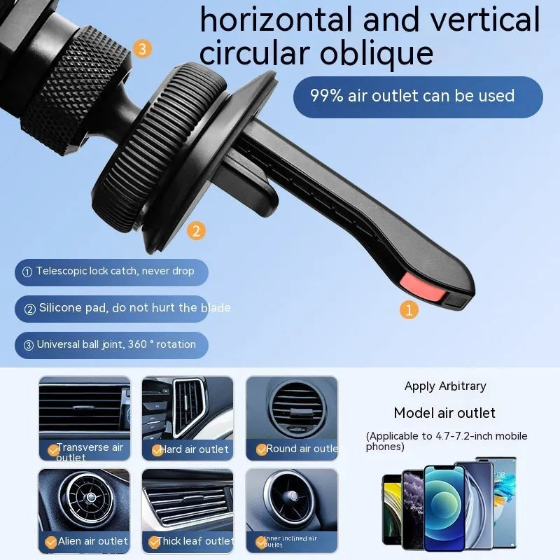 Aluminium alloy car phone mounting bracket for dashboard or air vent installation