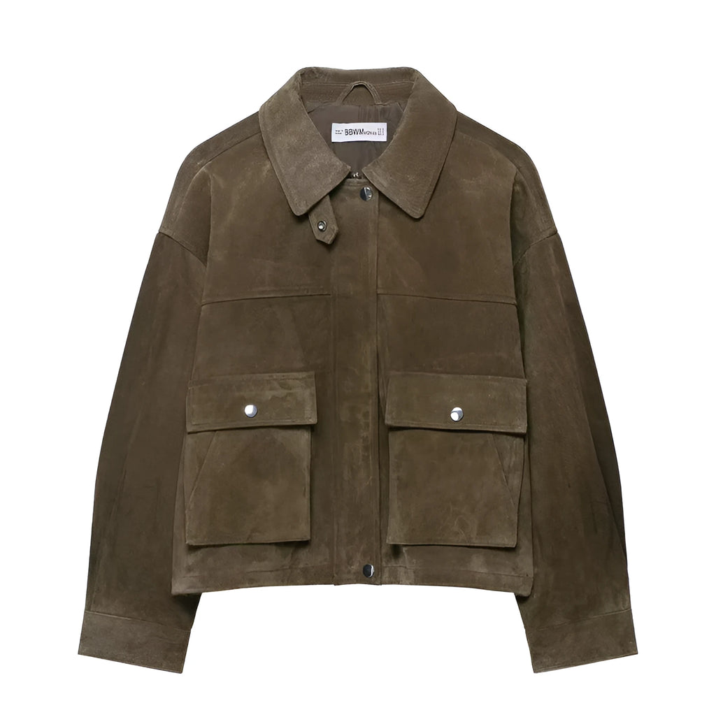 Women's PU leather jacket in Japanese Korean casual style with regular fit