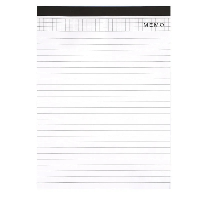 A4 tearable note pad with wireless adhesive binding showing grid and lined format options
