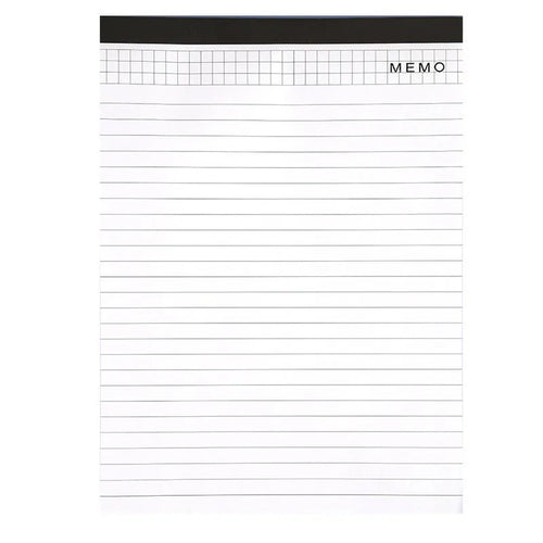 A4 tearable note pad with wireless adhesive binding showing grid and lined format options