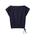 Women's linen blend blouse with flounce sleeves and matching wide-leg trousers coordinated set