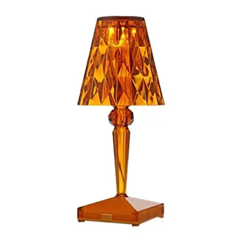 Rose gold-plated portable rechargeable touch night light on a surface