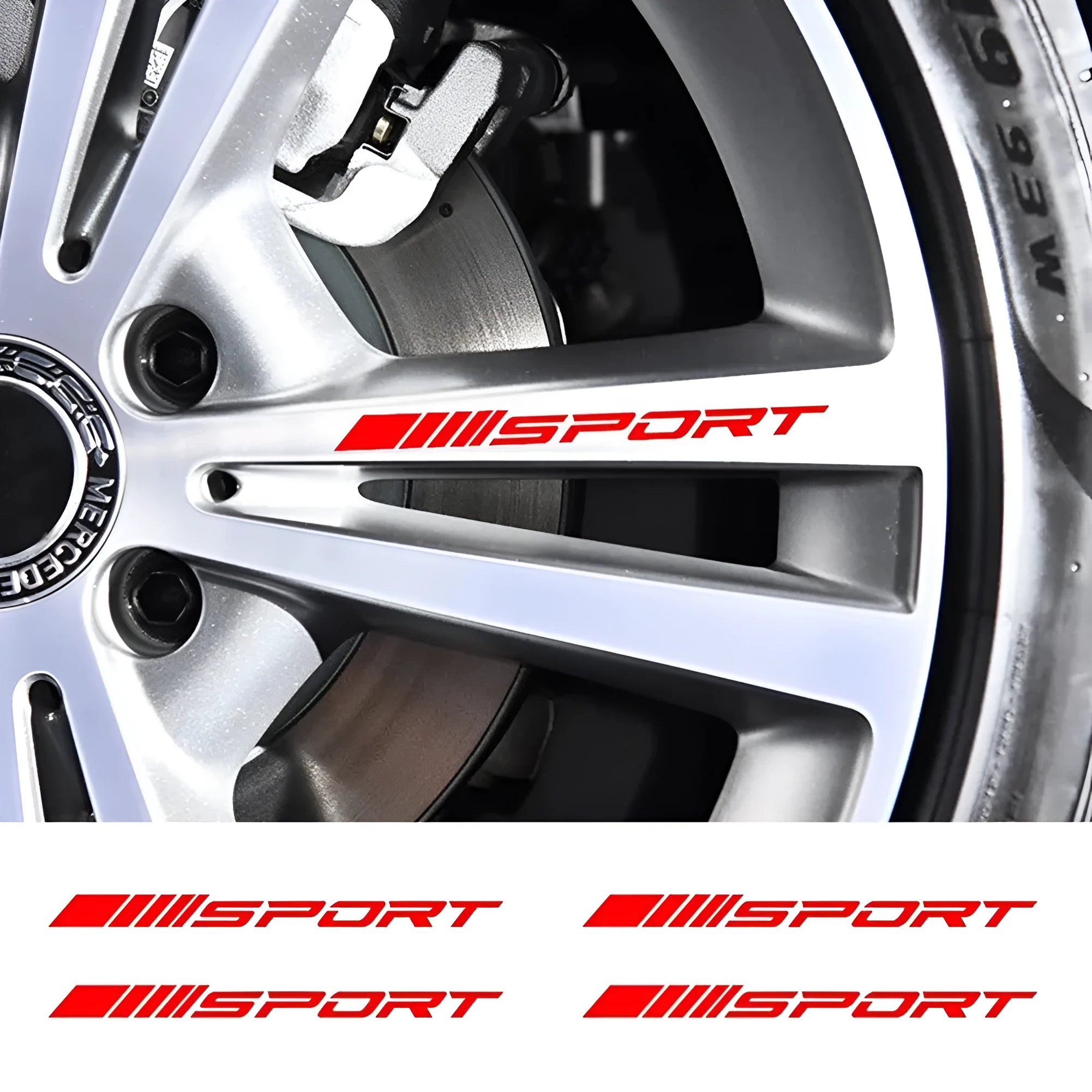 Black red white sports hollow pattern car rim stickers for alloy wheels and door handles