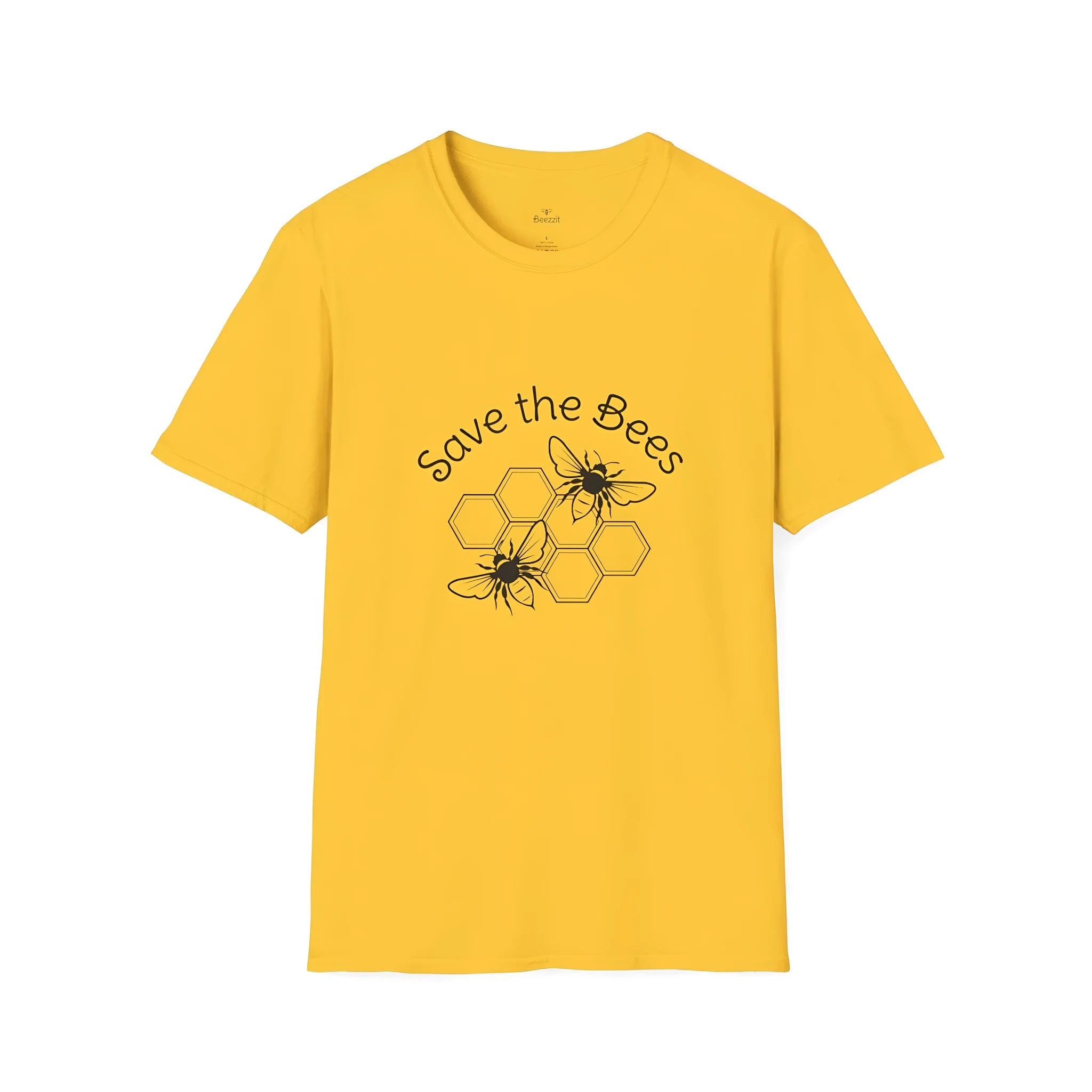 Yellow men's loose fit T-shirt with 3D digital printing on the front, short sleeves, and round neck