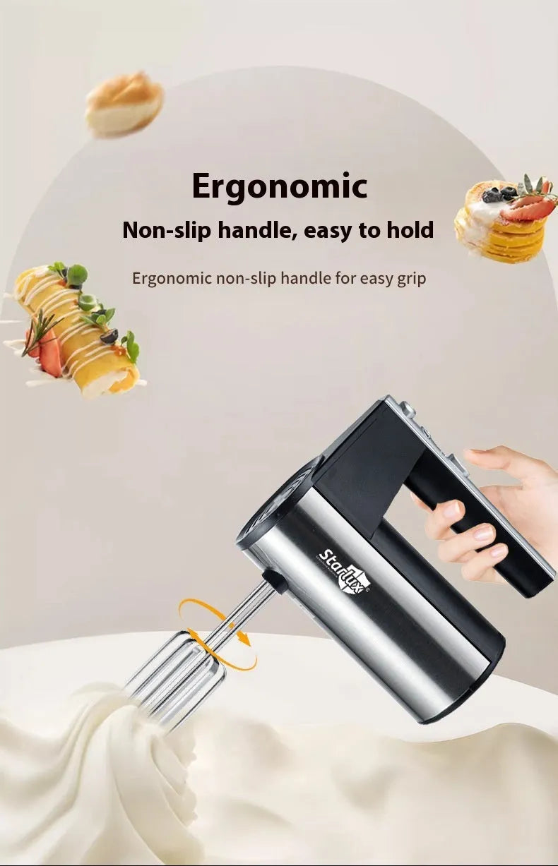SL-25209 colour handheld electric mixer with five speed settings and dual voltage compatibility