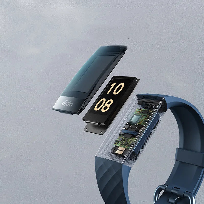 Y6 Black smart bracelet with a 1.1-inch screen displaying health metrics like ECG, blood pressure, and blood oxygen.