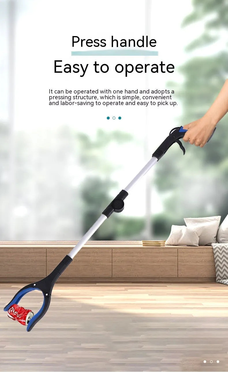 Foldable aluminium alloy garbage clamp extended to 80cm with magnetic sucker and coloured handle