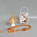 Small mushroom gum latex chew toy with transparent box and nano chain in pink colour.