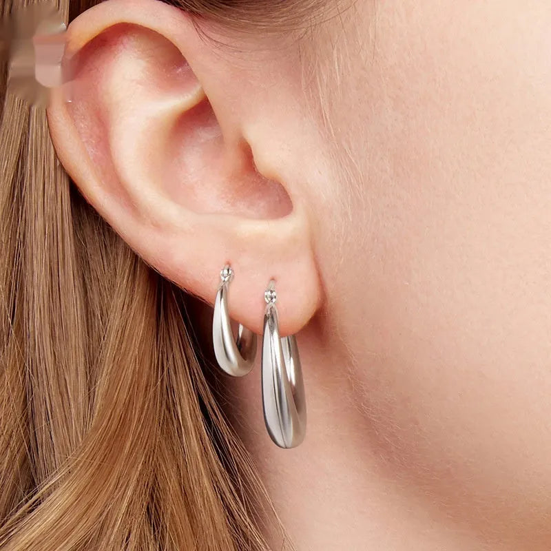 Copper geometric ring ear clip earrings for women in three size options