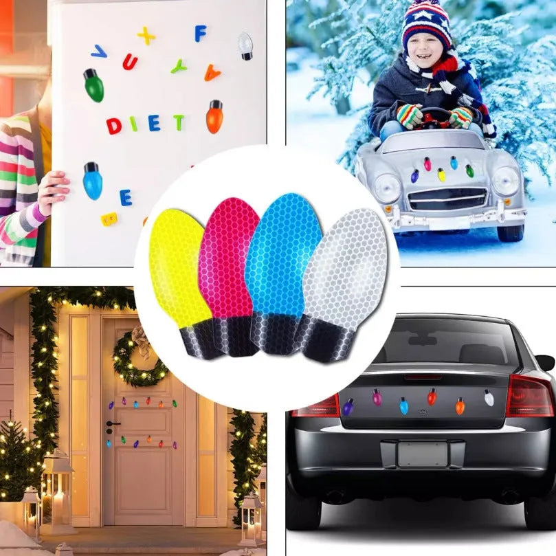 Christmas light bulb reflective magnetic stickers for car and refrigerator decoration