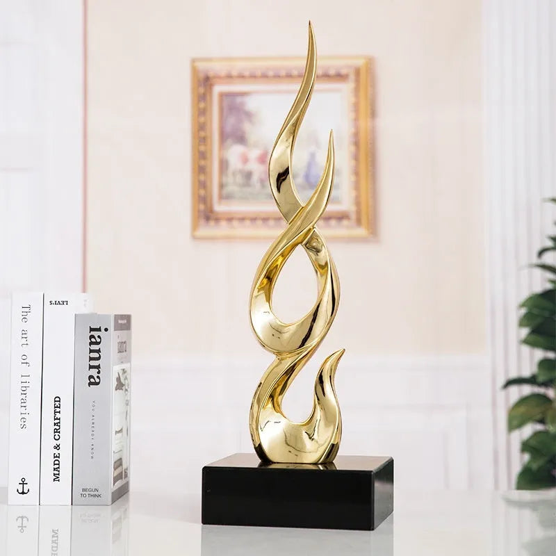 Resin festival high-rise ornament in bright gold finish with modern simplicity design