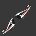 Large shark graphic car body sticker on a vehicle door, available in two style options.