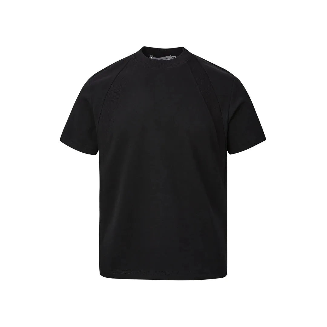 Women's loose fit short sleeve top with air layer stitching detail in polyester fabric