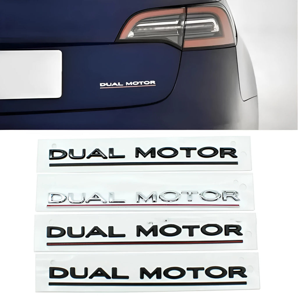 Tesla Model 3 performance bumper sticker in black or silver on white background