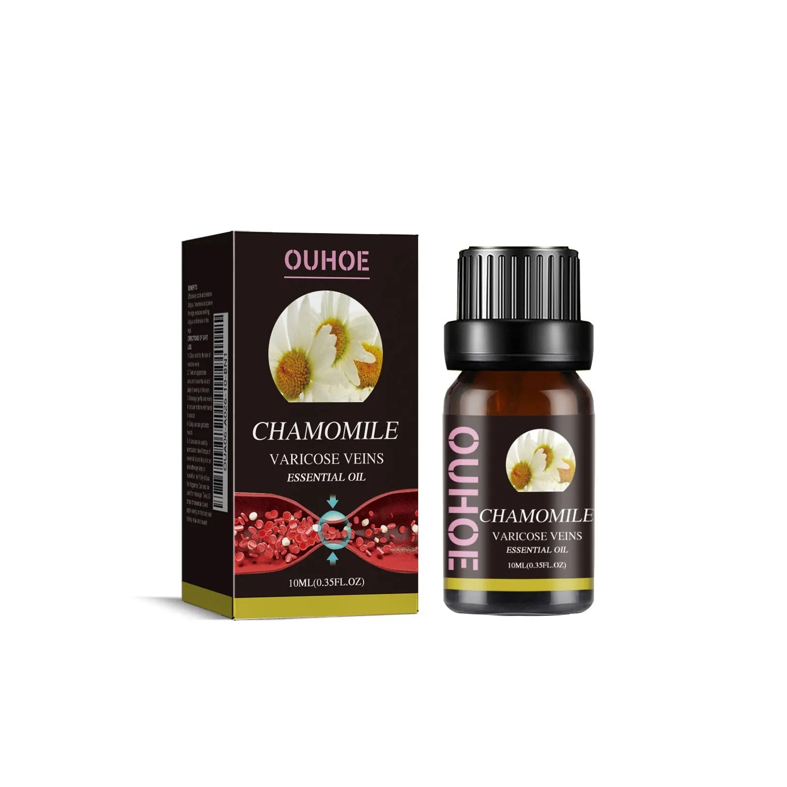 10ml chamomile essential oil bottle for leg massage and discomfort relief