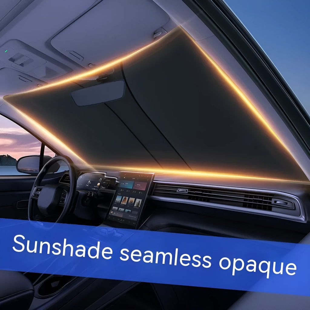 Double ring car front shield sun protection in titanium silver NC fabric