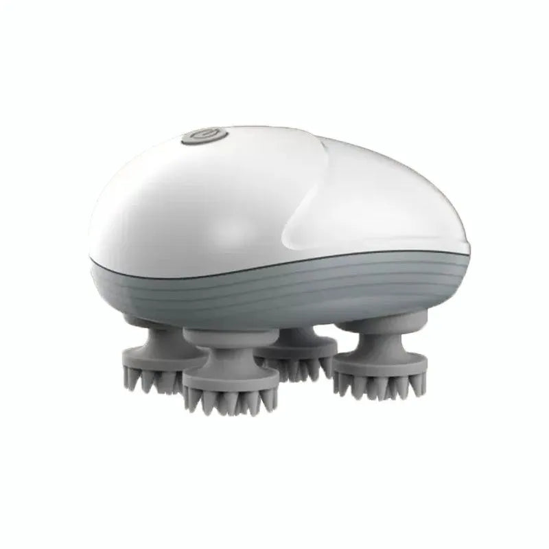 Blue handheld electric pet massager with four rotating heads for cats and dogs