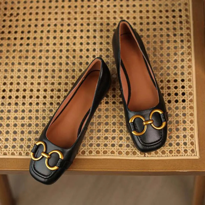 Women's Wanwan Lei style pumps with shallow mouth design and square toe in multiple colour options