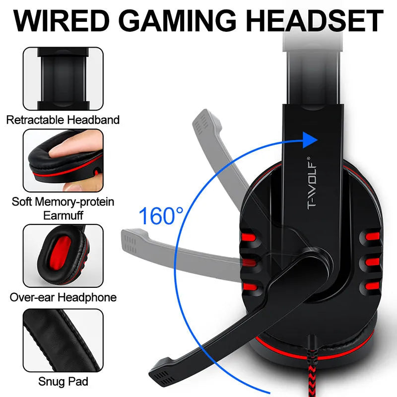 Thunder Wolf T800 and Spirit Snake wired gaming keyboard, mouse, headset, and mouse mat four-piece sets on a desk