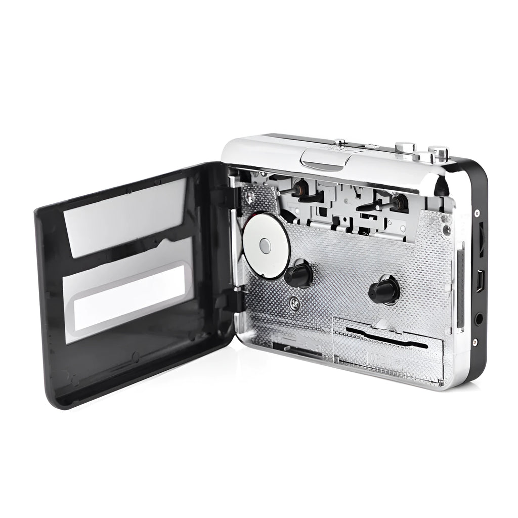 Silver USB cassette converter for transferring tapes to MP3 digital audio files