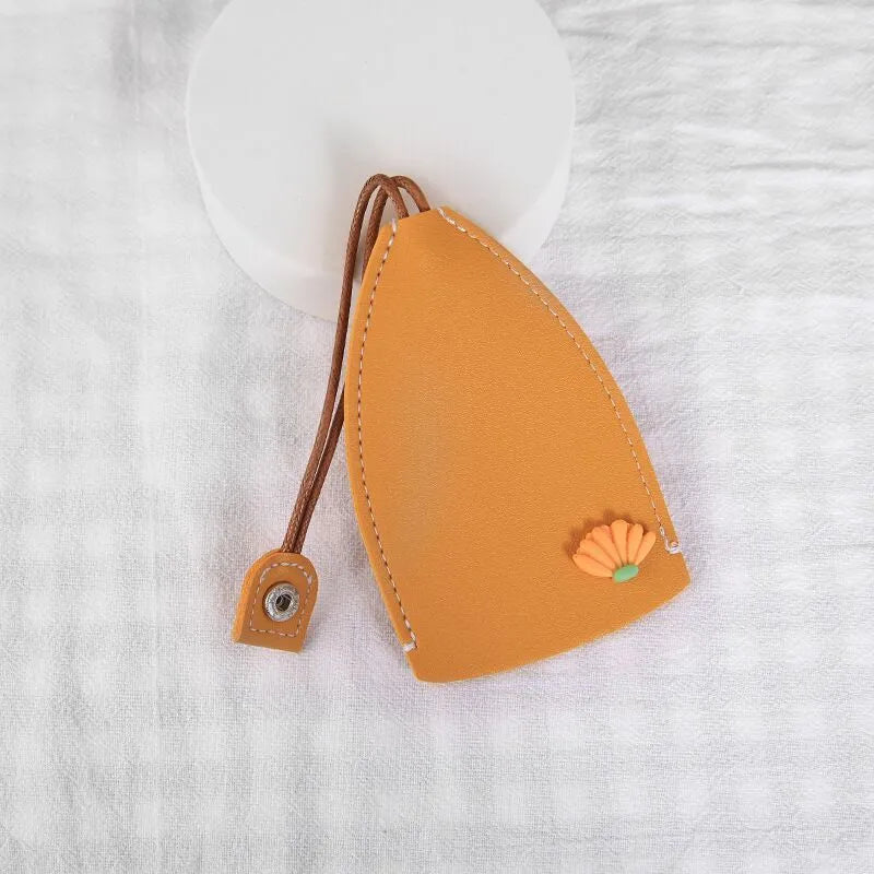 Cartoon-themed PU leather car key case with pull-out mechanism measuring 14x7.5 cm