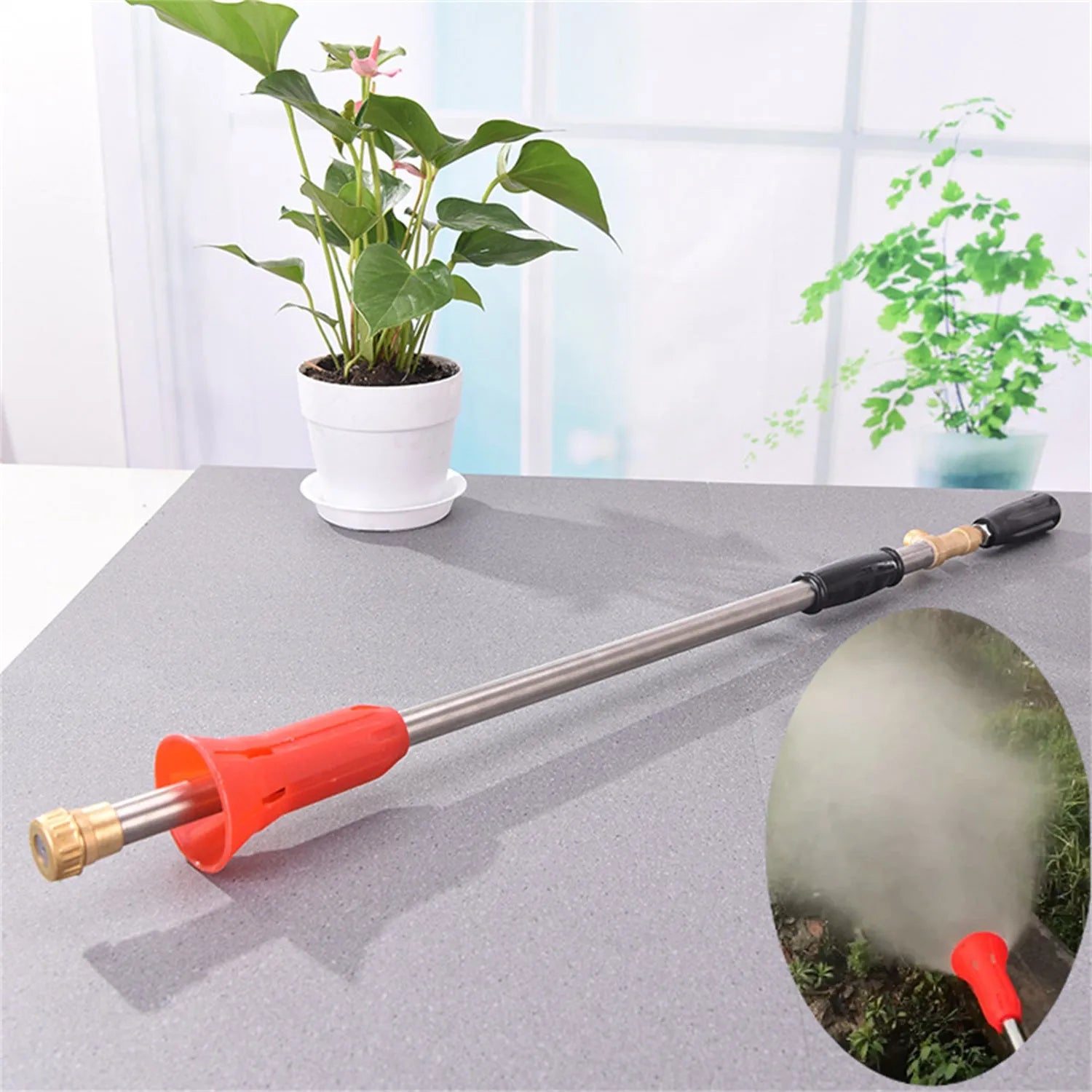 Adjustable high-pressure plastic spray gun in submachine gun style for agricultural pesticide spraying and garden watering