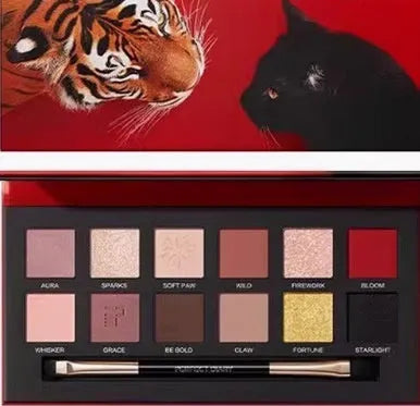 Animal themed twelve-color eye shadow palette with universal skin type design