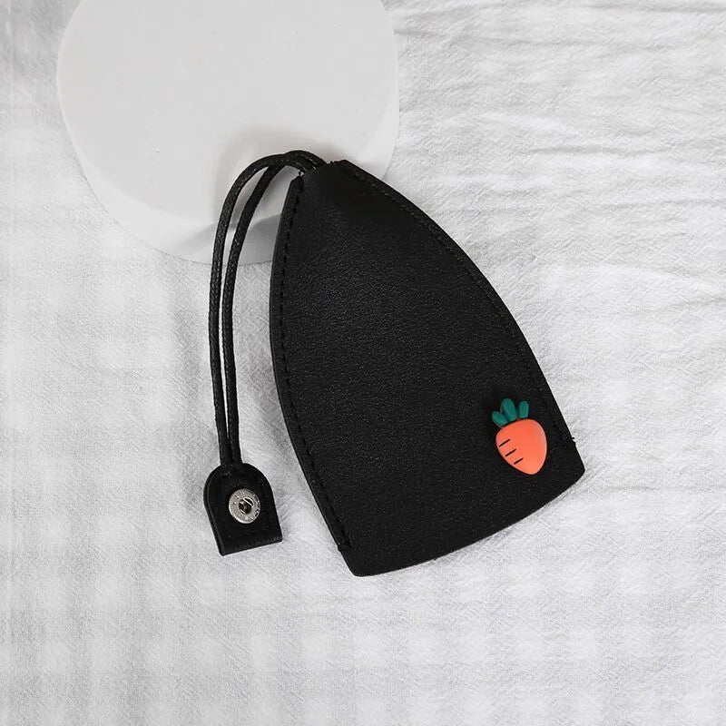 Cartoon-themed PU leather car key case with pull-out mechanism measuring 14x7.5 cm