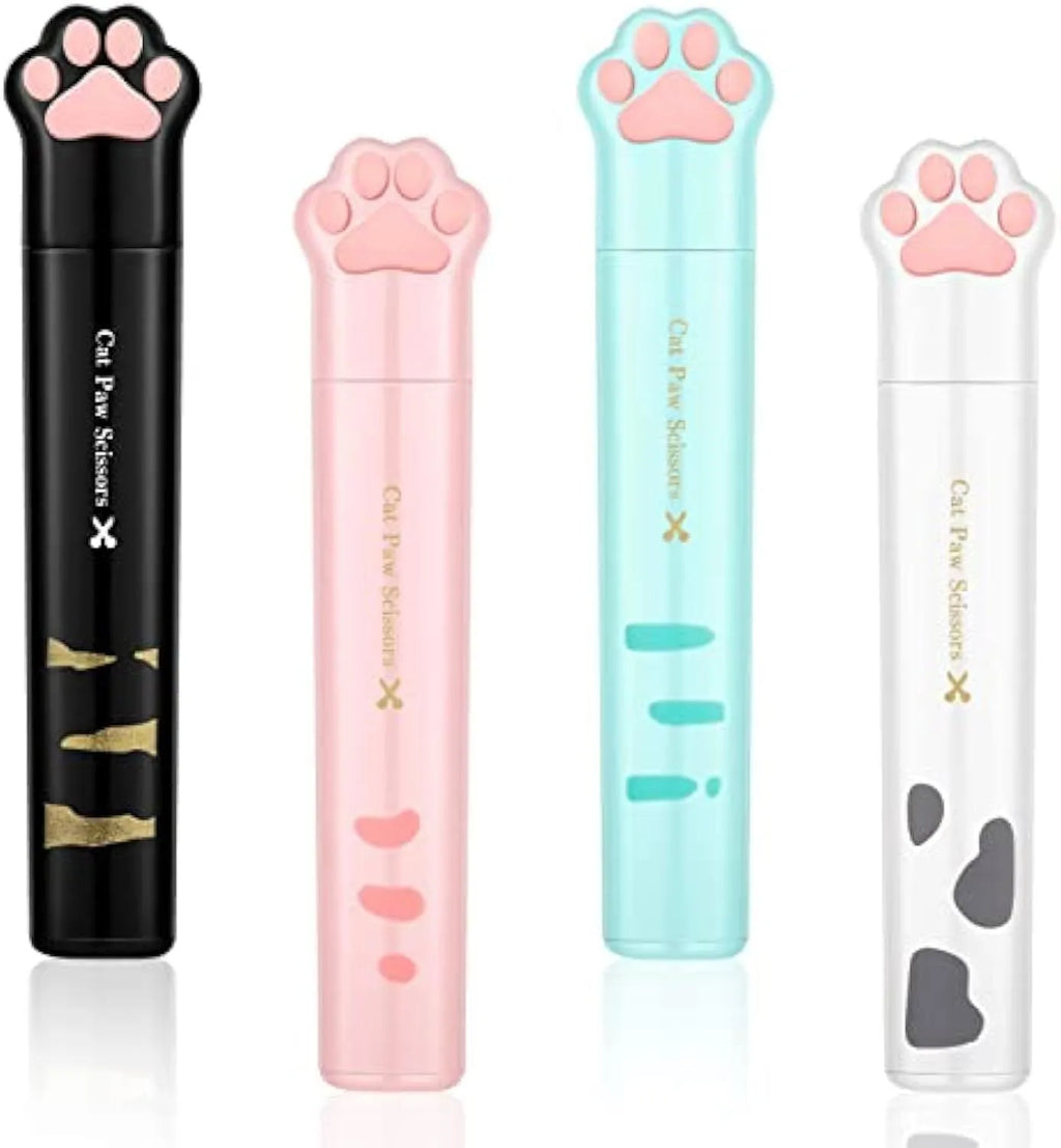 Cat paw mini folding scissors with stainless steel blades in four colour options